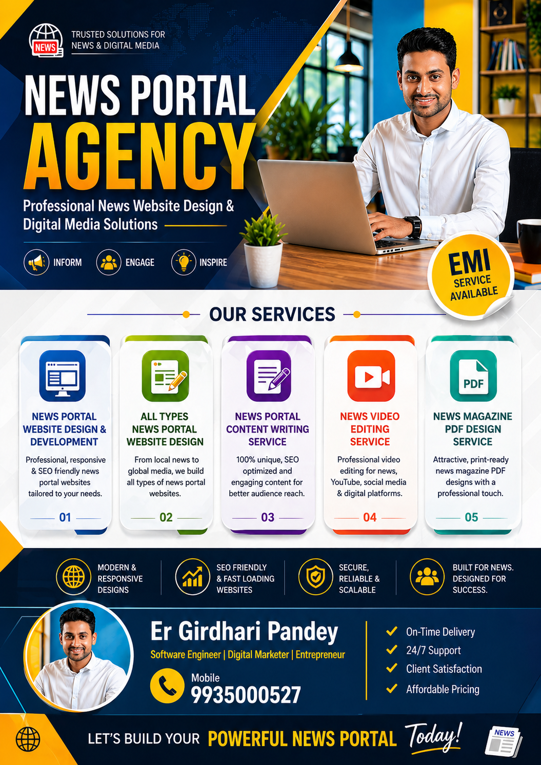 News Portal Agency पिछले 10+ वर्षों से News Portal Website Design And Development Service प्रदान कर रही है।